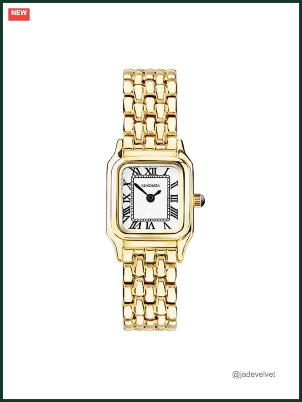 Ladies Quartz Watch 20mm Gold-tone Alloy Bracelet Roman Numerals Water Resistant
